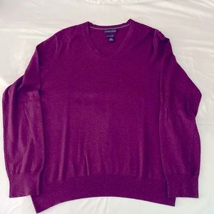 Mens Banana Republic Luxury Blend Sweater V Neck Large Cranberry Red